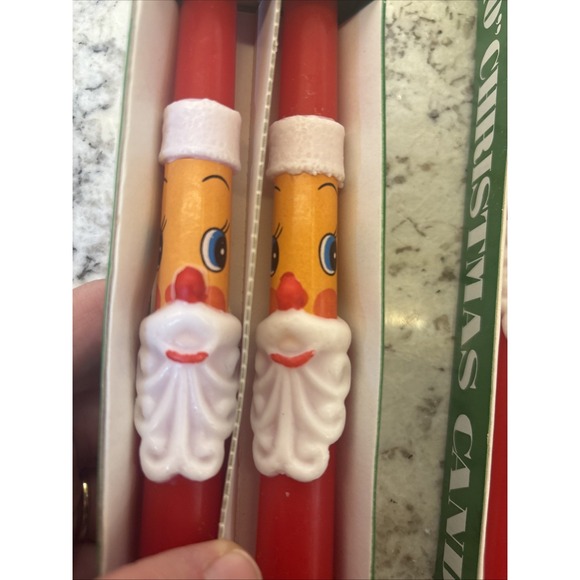 Vintage Santa Claus 10" Christmas Taper Candles Set of 4 New OPEN BOX Unused Red - Picture 5 of 12